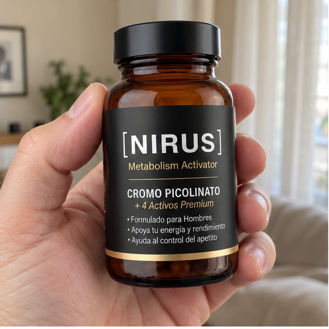 Bote de NIRUS Metabolism Activator en la mano