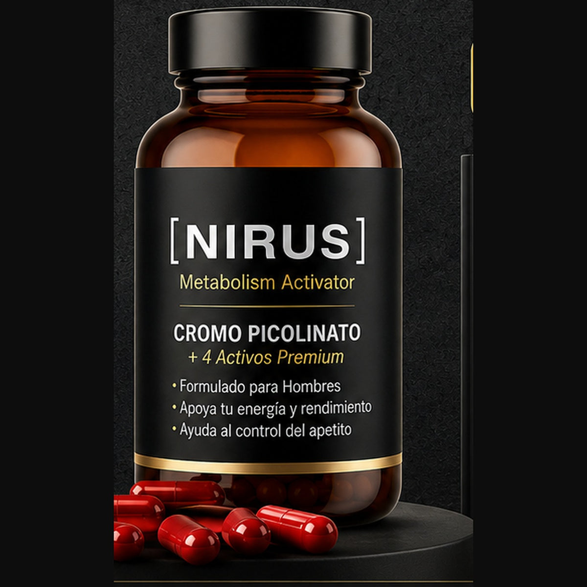 Frasco de NIRUS con sus cÃ¡psulas